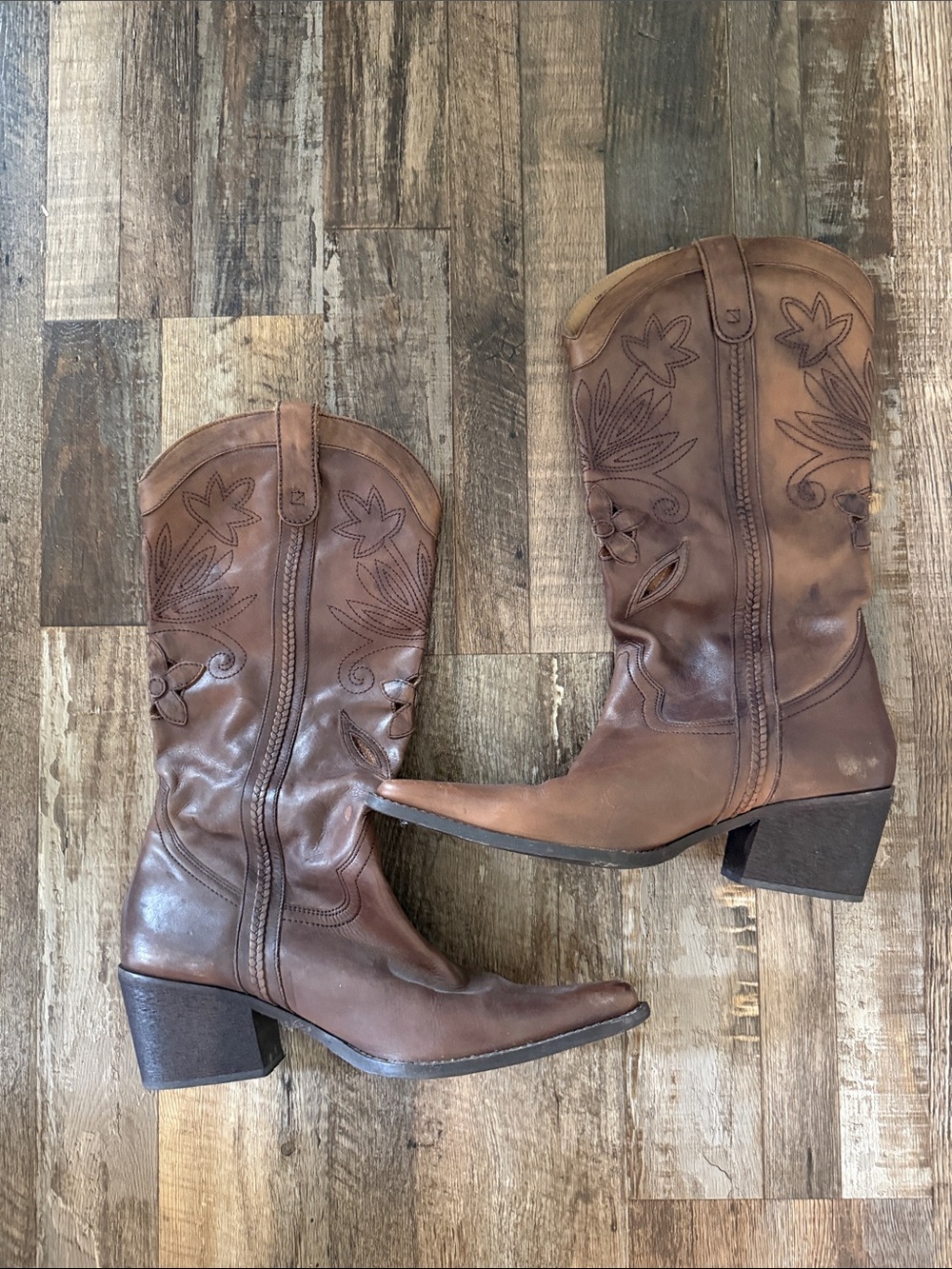 VINTAGE REAL LEATHER Cowboy boots